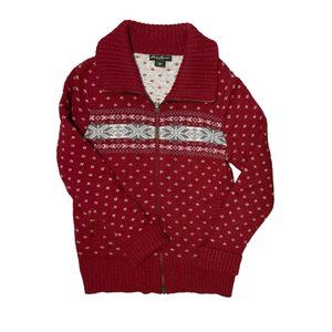 EDDIE BAUER 90's style Fair Isle Holiday/Winter Zip-Front Cardigan Sweater